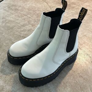 Dr Martens Chelsea White Platform Ankle Boots